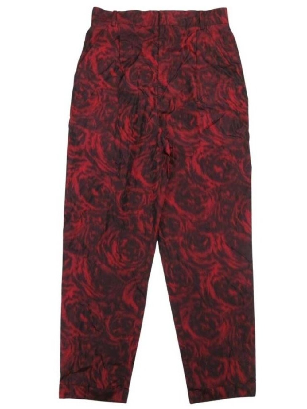 Dior All Over Pattern Silk Trousers Tucked Pants Tapered 36 Red